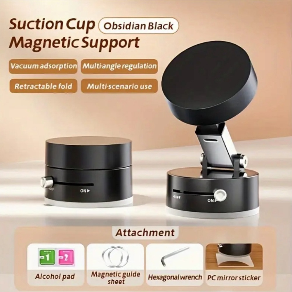360° Rotatable Magnetic Suction Mount Phone Holder – Foldable, Adjustable Stand